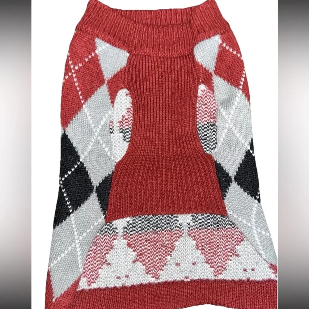Dog Sweater Plaid Check print Red/Black/Gray XL